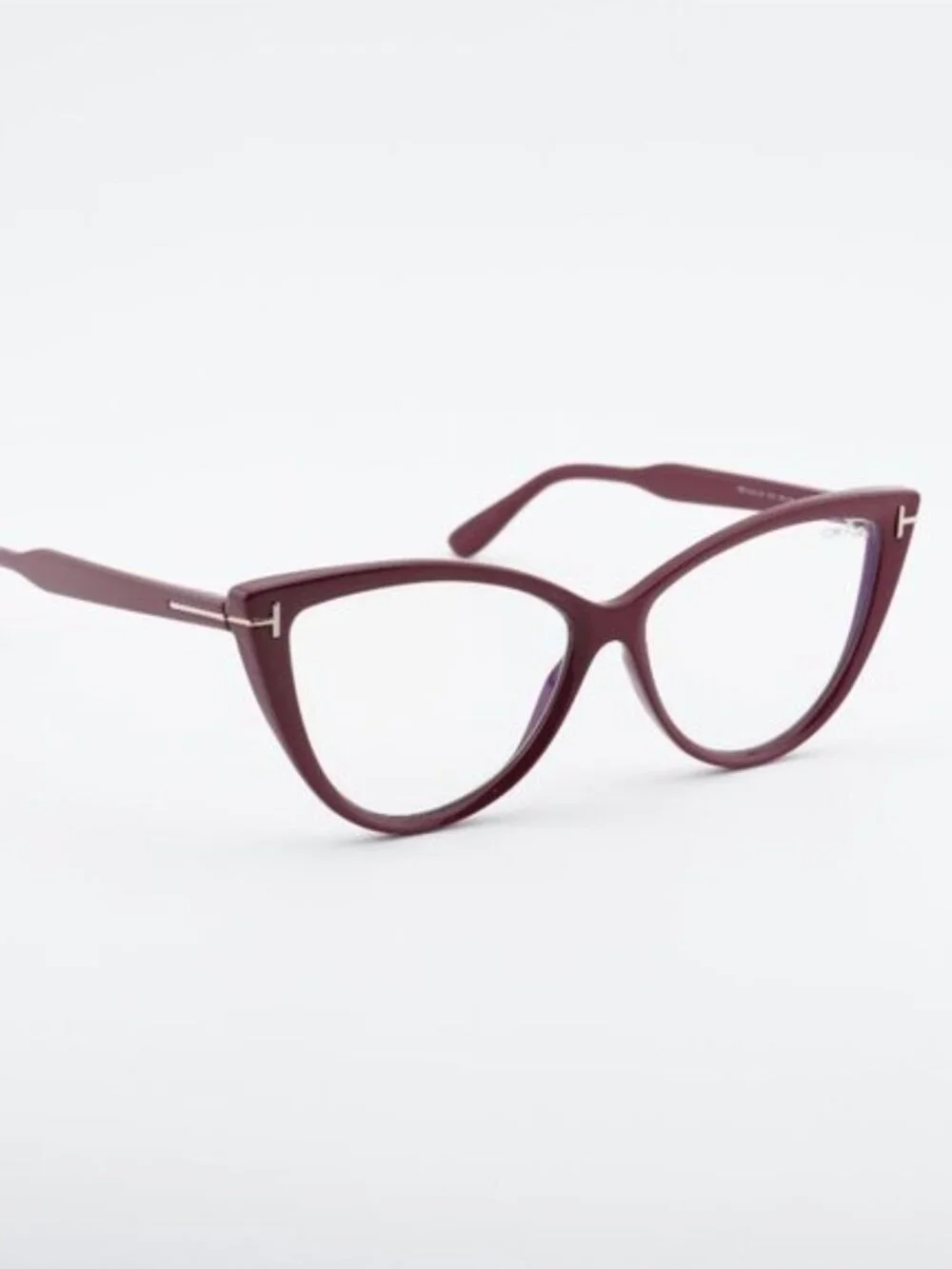 Tom Ford FT5843-B 074 Eyeglasses Bordeaux 56mm Cat Eye Frame, Blue Light Block